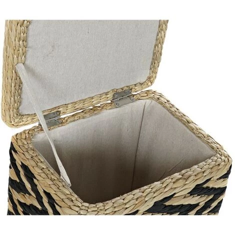 BRICOMARTEAU Panier à Linge DKD Home Decor Naturel Noir Polyester Colonial Fibre (43 X 32 X 50,5 Cm) 5 BRICOMARTEAU Panier à Linge DKD Home Decor Naturel Noir Polyester Colonial Fibre (43 X 32 X 50,5 Cm) – Image 3