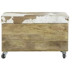 BRICOMARTEAU Coffre DKD Home Decor Bois Cuir (70 X 35 X 45 Cm) -Petit rangement Soldes Magasin 65933985 3