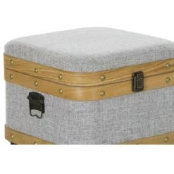 BRICOMARTEAU Lot De Paniers DKD Home Decor Bois Polyester (80 X 42 X 42 Cm) -Petit rangement Soldes Magasin 65934344 4