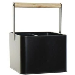 BRICOMARTEAU Panier Multi-usages DKD Home Decor Couverts Noir Métal Pin (18 X 15,5 X 24 Cm)