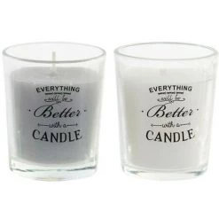 BRICOMARTEAU Ensemble De Bougies DKD Home Decor Phrases Originales Verre Gris Rose Blanc Cire (11 X 5,5 X 6,5 Cm) (2 Unités)