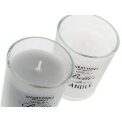 BRICOMARTEAU Ensemble De Bougies DKD Home Decor Phrases Originales Verre Gris Rose Blanc Cire (11 X 5,5 X 6,5 Cm) (2 Unités) -Petit rangement Soldes Magasin 65936090 3