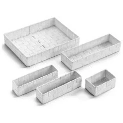 BRICOMARTEAU Jeu De Caisses De Rangement Empilables Versa Textile (5 Pièces) (6 X 34 X 26 Cm) (6 X 34 X 26 Cm)