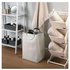 BRICOMARTEAU Panier à Linge Avec Des Poignées Polyester (30 X 55 X 46 Cm) -Petit rangement Soldes Magasin 65936719 5