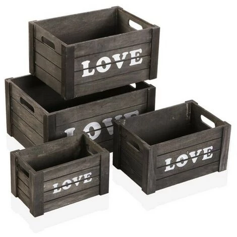 BRICOMARTEAU Set De Boîtes Décoratives Versa Love Bois (4 Pcs) 3 BRICOMARTEAU Set De Boîtes Décoratives Versa Love Bois (4 Pcs)