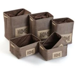 BRICOMARTEAU Set De Basket Versa Home Marron Textile (30 X 40 X 45 Cm) (6 Pièces)