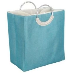 BRICOMARTEAU Panier à Linge Versa Bleu Double Polyester (30 X 54 X 50 Cm)
