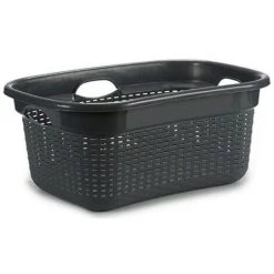 BRICOMARTEAU Panier Noir Blanc Gris Plastique (25 L) (63 X 25,5 X 41 Cm)