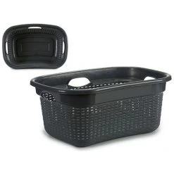 BRICOMARTEAU Panier Noir Blanc Gris Plastique (25 L) (63 X 25,5 X 41 Cm) -Petit rangement Soldes Magasin 65939229 3