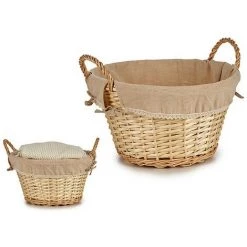 BRICOMARTEAU Panier Osier Tissu Naturel (40 X 31 X 45 Cm) -Petit rangement Soldes Magasin 65939642 2