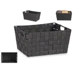 BRICOMARTEAU Panier Tissu Tressée Noir (20 X 14 X 30 Cm)