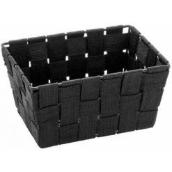 WENKO Panier salle de bain Adria Mini, rangement Salle De Bain, Long, Polypropylène, 19x9x14 Cm, Noir - Noir