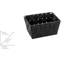 WENKO Panier salle de bain Adria Mini, rangement Salle De Bain, Long, Polypropylène, 19x9x14 Cm, Noir - Noir -Petit rangement Soldes Magasin 6595351 3