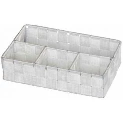 WENKO Organiseur Salle De Bain Adria Petit, Rangement Salle De Bain 4 Compartiments, Polypropylène, 26x17x6.5 Cm, Blanc
