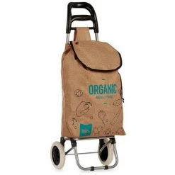 BRICOMARTEAU Panier à Courses Bleu Marron Métal Plastique (36 X 95 X 27 Cm) (3,3 L)