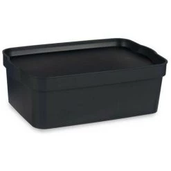 BRICOMARTEAU Boîte De Rangement Avec Couvercle Anthracite Plastique (21,5 X 11 X 32 Cm)