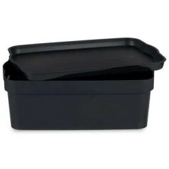 BRICOMARTEAU Boîte De Rangement Avec Couvercle Anthracite Plastique (21,5 X 11 X 32 Cm) -Petit rangement Soldes Magasin 65996510 3