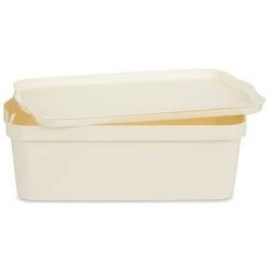 BRICOMARTEAU Boîte De Rangement Avec Couvercle Crème Plastique (29,5 X 14,3 X 45 Cm)