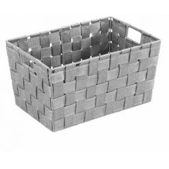 WENKO Panier salle de bain avec Poignée Adria S, Petite Boite De Rangement Salle De Bain, Polypropylène, 30x20x15 Cm, gris - Gris