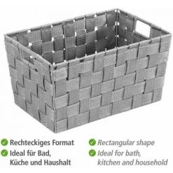 WENKO Panier salle de bain avec Poignée Adria S, Petite Boite De Rangement Salle De Bain, Polypropylène, 30x20x15 Cm, gris - Gris -Petit rangement Soldes Magasin 6600191 3