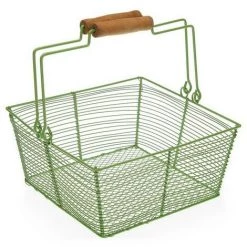 BRICOMARTEAU Coupe à Fruits Versa Carré Menthe Métal Bois Acier (22,5 X 10 X 22,5 Cm)