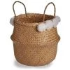 BRICOMARTEAU Panier Marron Pompons Fibre Naturelle (40 X 51 X 40 Cm)