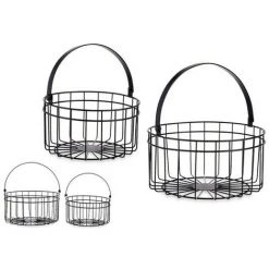 BRICOMARTEAU Panier Ronde Noir Métal (2 Pcs) -Petit rangement Soldes Magasin 66007334 2