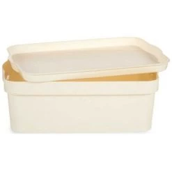 BRICOMARTEAU Boîte De Rangement Avec Couvercle Crème Plastique (21,5 X 11 X 31,5 Cm)