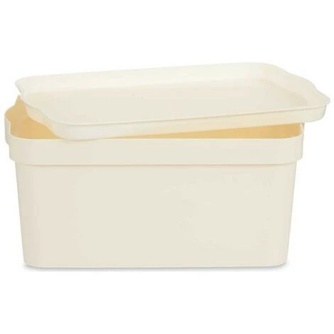 BRICOMARTEAU Boîte De Rangement Avec Couvercle Crème Plastique (21,5 X 14,5 X 32 Cm) 3 BRICOMARTEAU Boîte De Rangement Avec Couvercle Crème Plastique (21,5 X 14,5 X 32 Cm)