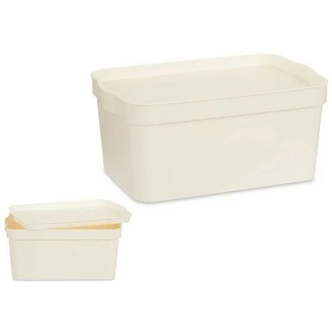 BRICOMARTEAU Boîte De Rangement Avec Couvercle Crème Plastique (21,5 X 14,5 X 32 Cm) 5 BRICOMARTEAU Boîte De Rangement Avec Couvercle Crème Plastique (21,5 X 14,5 X 32 Cm) – Image 3