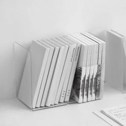 PERLE RARE Serre-Livre En Acrylique Transparent, 1 Paires Serre-Livres Enfants,Anti-Rayures Serre-Livres Design, Pour Bureaux ,Décoratifs , Étagères,Écoles Et Librairie -Petit rangement Soldes Magasin 66075185 3