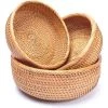 MONLY Wicker Storage Basket For Fruit Bread Vegetable Natural Rattan Baskets For Storage Bowls Key Round Wicker Baskets In Kitchen Table Pantry Countertop Home Decor Stackable Set 3 (Honey Brown)