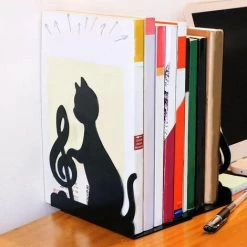 Serre-livres, Paire De Porte-livres, Métal Noir, Serre-livres Pour étagères, Design Géométrique, Antidérapant 17,5 * 16 * 10cm Ephé -Petit rangement Soldes Magasin 66086417 3