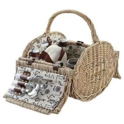 BRICOMARTEAU Panier DKD Home Decor Osier Pique-nique Céramique Naturel Marron Polyester Acier Inoxydable (36 X 31 X 42 Cm)