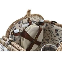 BRICOMARTEAU Panier DKD Home Decor Osier Pique-nique Céramique Naturel Marron Polyester Acier Inoxydable (36 X 31 X 42 Cm) -Petit rangement Soldes Magasin 66102965 3