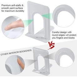 FVO Serre Livre, Cale Livre Presse Livre Serre Livres En Métal Accessoires Bureau Rangement Livre , Pour La Maison, Bureau, L'école, Bibliothèque (2 PairesBlanc) -Petit rangement Soldes Magasin 66307765 2