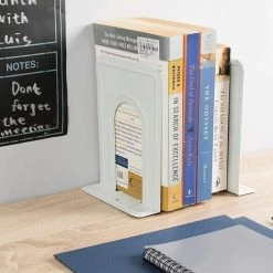 FVO Serre Livre, Cale Livre Presse Livre Serre Livres En Métal Accessoires Bureau Rangement Livre , Pour La Maison, Bureau, L'école, Bibliothèque (2 PairesBlanc) -Petit rangement Soldes Magasin 66307765 4