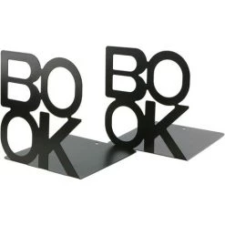 FVO Serre-livres Inscription Book - En Métal - Motif Lettres - Simple - Organisateur De Livres Pour Bureau, Espace De Travail, Décoration De Maison, Cadeau - Noir