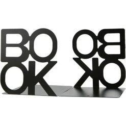 FVO Serre-livres Inscription Book - En Métal - Motif Lettres - Simple - Organisateur De Livres Pour Bureau, Espace De Travail, Décoration De Maison, Cadeau - Noir -Petit rangement Soldes Magasin 66308254 3