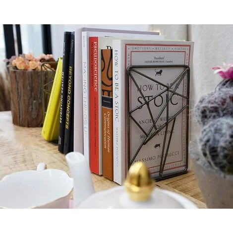 BRIDAY Paire Décorative De Serre-livres En Métal Liquide Doré, Serre-livres Décoratifs Stéréoscopiques Pour étagères, Porte-livres Pour étagères, Extrémités De Livre Pour Bureau 5 BRIDAY Paire Décorative De Serre-livres En Métal Liquide Doré, Serre-livres Décoratifs Stéréoscopiques Pour étagères, Porte-livres Pour étagères, Extrémités De Livre Pour Bureau – Image 3