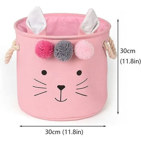 BF Panier De Rangement Pliable En Tissu Petite Boîte De Rangement Ronde Avec Couvercle à Cordon Et Poignée Pour Vêtements Jouets Rose 4 BF Panier De Rangement Pliable En Tissu Petite Boîte De Rangement Ronde Avec Couvercle à Cordon Et Poignée Pour Vêtements Jouets Rose – Image 2