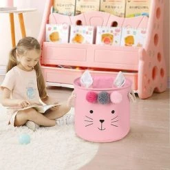 BF Panier De Rangement Pliable En Tissu Petite Boîte De Rangement Ronde Avec Couvercle à Cordon Et Poignée Pour Vêtements Jouets Rose 9 BF Panier De Rangement Pliable En Tissu Petite Boîte De Rangement Ronde Avec Couvercle à Cordon Et Poignée Pour Vêtements Jouets Rose -Petit rangement Soldes Magasin 66353422 4