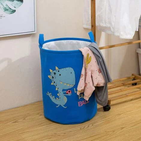 BF Panier De Rangement Motif Dinosaure Mignon Panier à Linge Grande Boîte De Rangement Pliable En Lin Et Coton Bleu 7 BF Panier De Rangement Motif Dinosaure Mignon Panier à Linge Grande Boîte De Rangement Pliable En Lin Et Coton Bleu – Image 5
