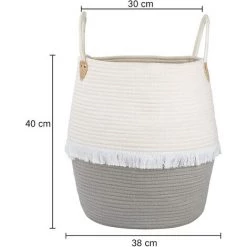 BF Panier De Rangement à Linge En Corde De Coton Avec Poignée Organisateur Multifonctionnel Et Boîte De Rangement Blanc Cassé -Petit rangement Soldes Magasin 66353627 5