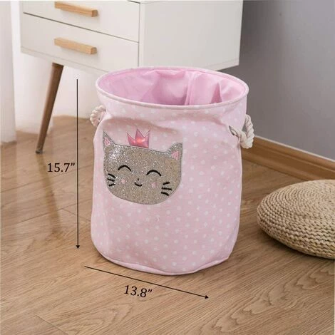 BF Panier à Linge Pliable Grande Boîte De Rangement En Tissu Panier à Linge Débris Vêtements Sales Panier Spécial Chat/rose 4 BF Panier à Linge Pliable Grande Boîte De Rangement En Tissu Panier à Linge Débris Vêtements Sales Panier Spécial Chat/rose – Image 2
