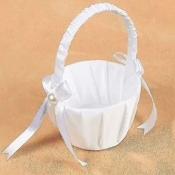 DONTODENT Paquet De 2 Paniers De Fleurs En Satin Wed Ding, Panier De Fleurs De Rose De Fête Bowknot -Petit rangement Soldes Magasin 66354707 4