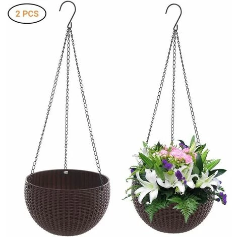 ZHUOXUAN Lot De 2 Paniers Suspendus En Tricot Pour Plantes Suspendues Gris/blanc/rouge/bleu/marron 3 ZHUOXUAN Lot De 2 Paniers Suspendus En Tricot Pour Plantes Suspendues Gris/blanc/rouge/bleu/marron