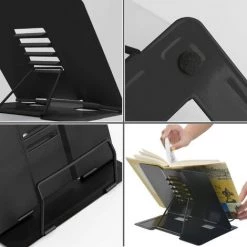 Support De Lecture, Porte-Livre Chevalet En Métal Multifonction, Portable Réglable Support Livre En Métal, Pour Livres/Téléphone Portable Porte-Copie Chevalet Pupitre Stand, Noir, 2O0*188*150mm,Adélala -Petit rangement Soldes Magasin 66381877 5