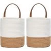 Lot De 2 Paniers De Rangement Muraux à Suspendre Pour Plantes, Petit Panier De Rangement En Corde De Coton, Support Mural Pour La Maison, Le Bureau - Blanc + Kaki, Adélala -Petit rangement Soldes Magasin 66383876 1