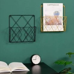 Porte-revues Murale En Maille Métallique Pour Magazines Ou Journaux - Panier De Rangement Pour La Maison, Le Salon, Le Bureau (noir, 26*25*7cm)——Adélala -Petit rangement Soldes Magasin 66384777 4
